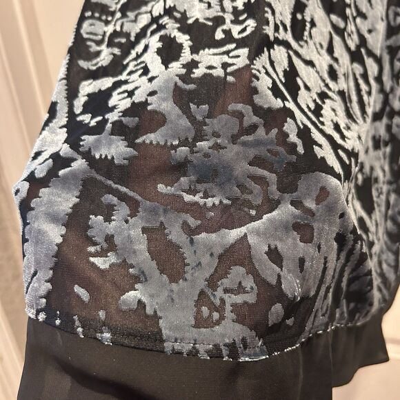 Simply Vera Wang Whimsigoth Velvet Burnout Top XL Teal Gray Fairy Grunge NWT - Picture 2 of 8